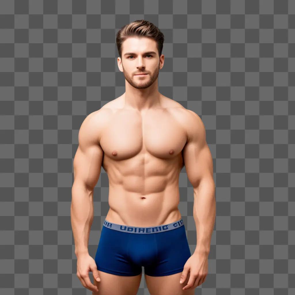 Male model in blue boxers