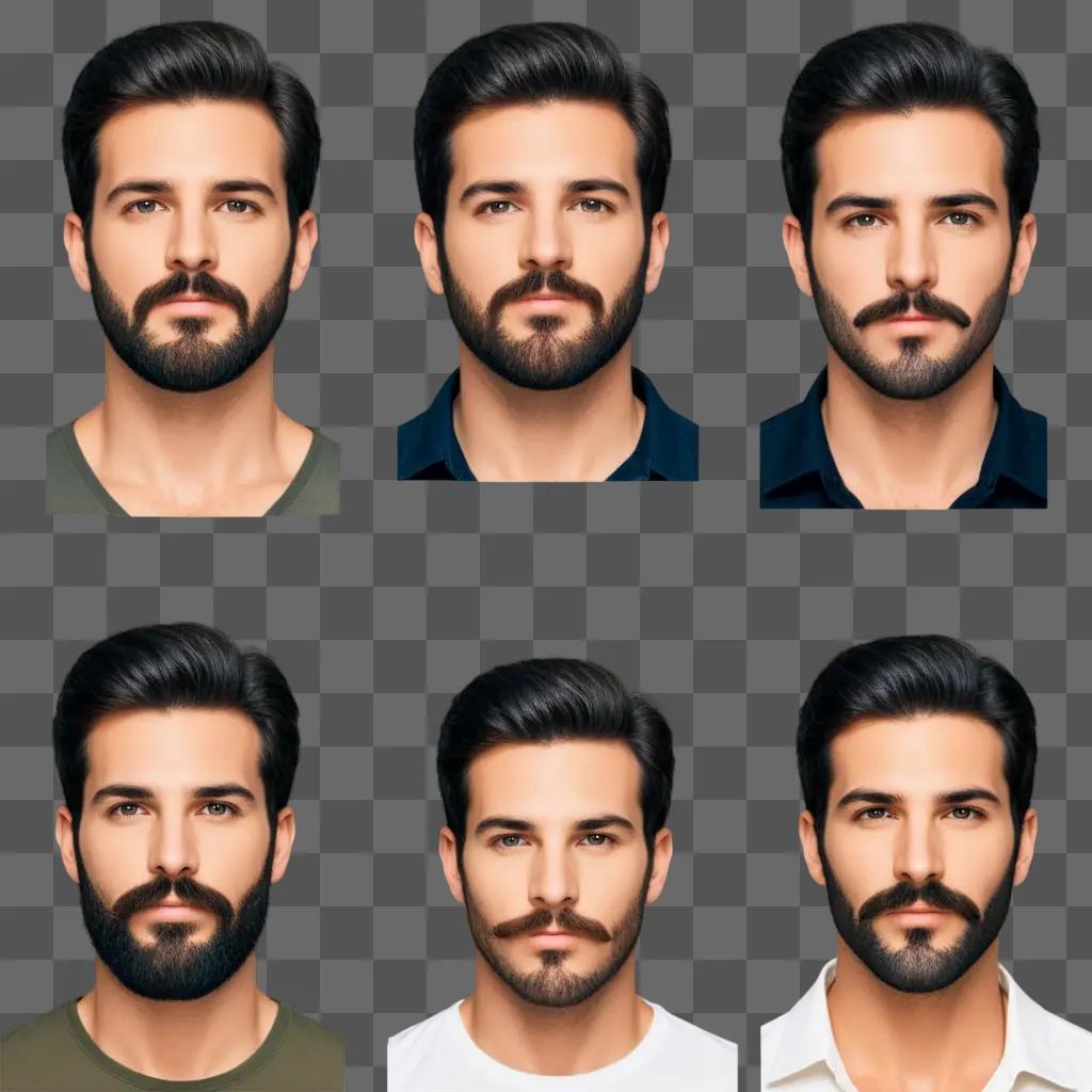 Male portrait with facial hair in different poses