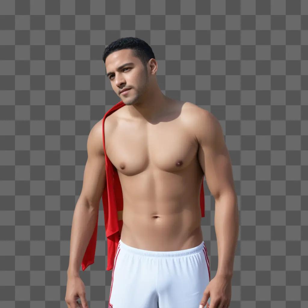 Man United shirtless man posing