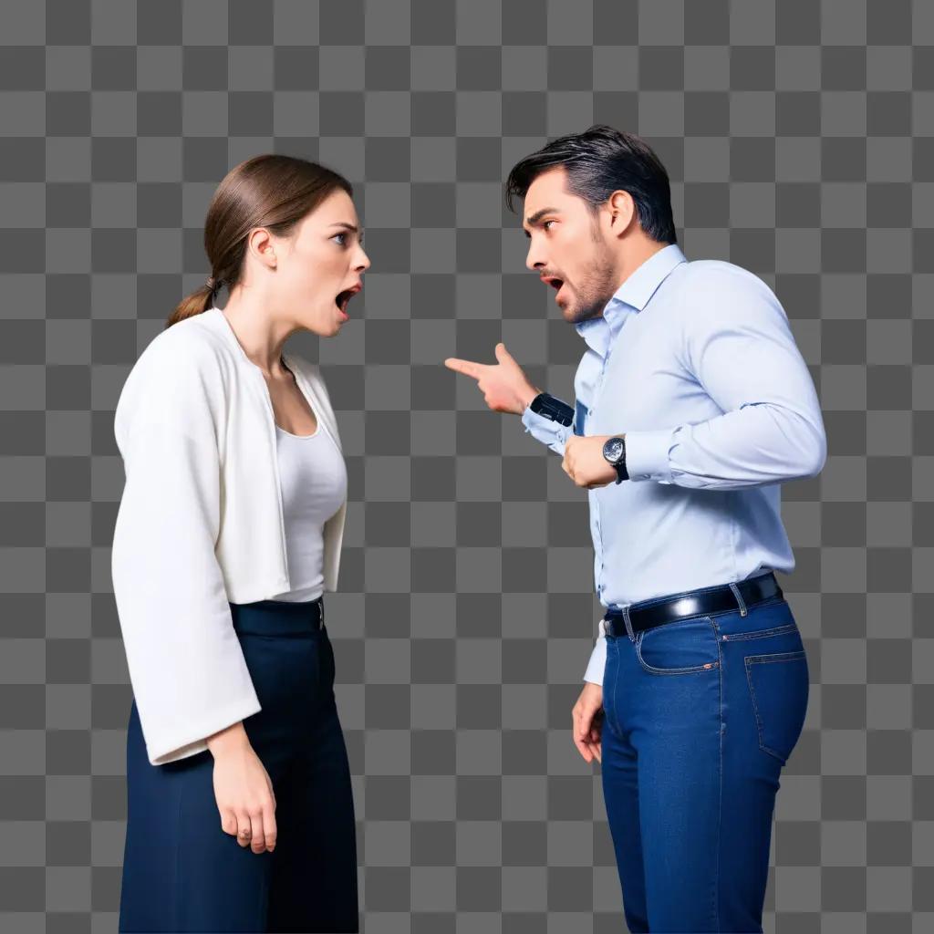 Man and woman in dramatic scene