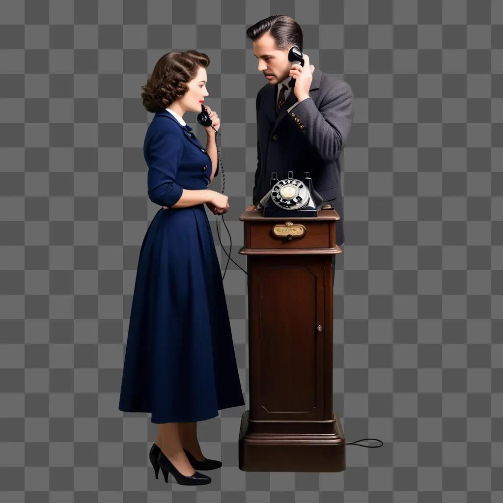 Man and woman talking on a phone