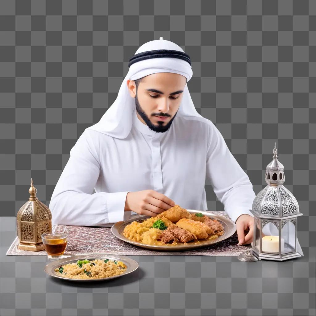 Man fasts in Muslim culture during the holy month of Ramadan