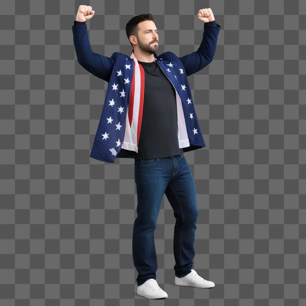 Man in USA jacket posing for photo