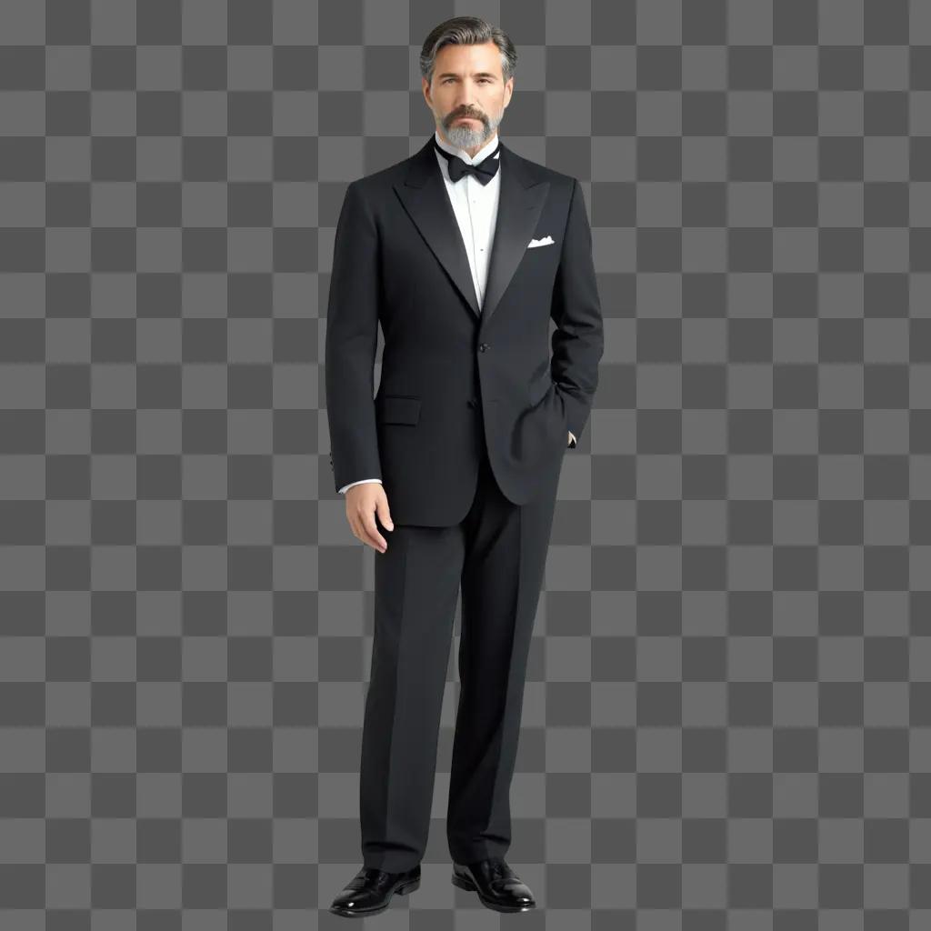 Man in black suit and white shirt in clipart