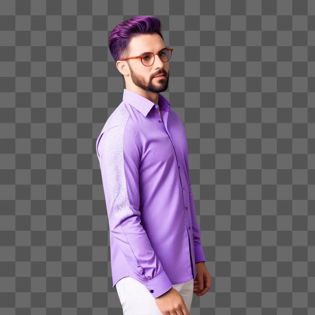 Man in purple shirt posing for photo