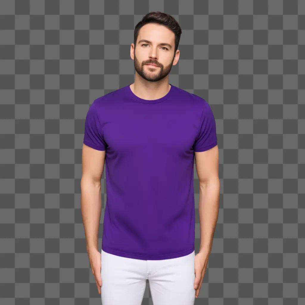 Man in purple shirt posing for photo