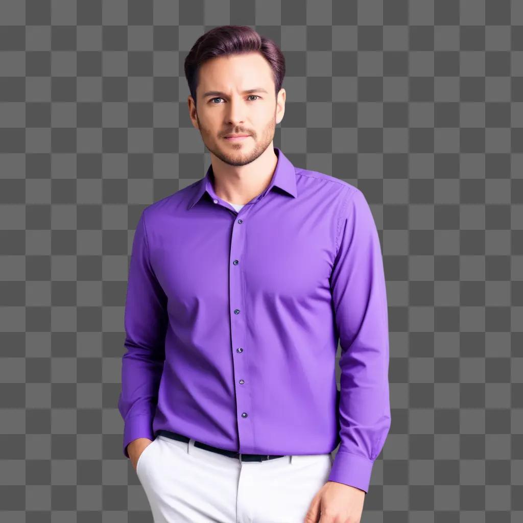 Man in purple shirt posing for picture