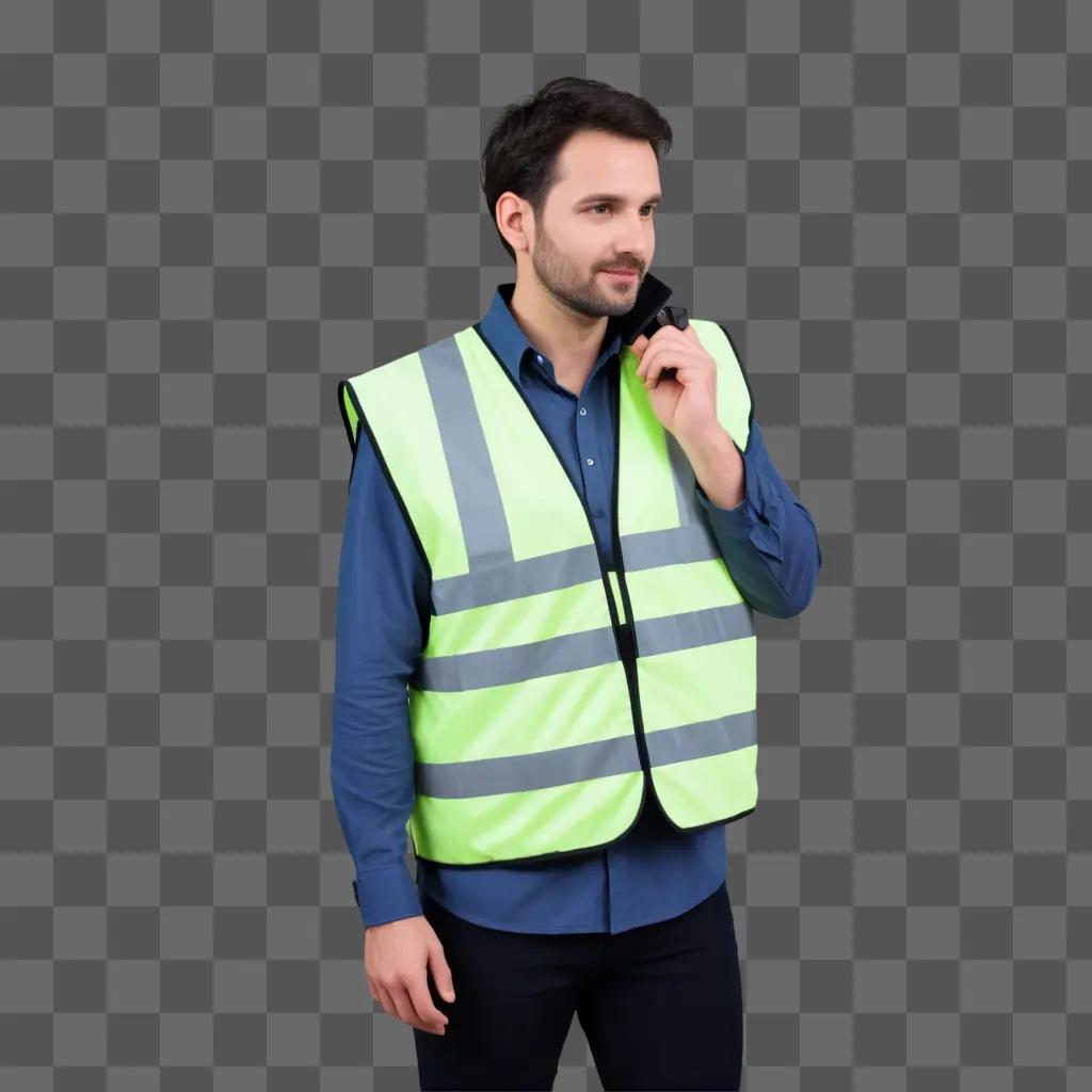 Man in safety vest poses for picture