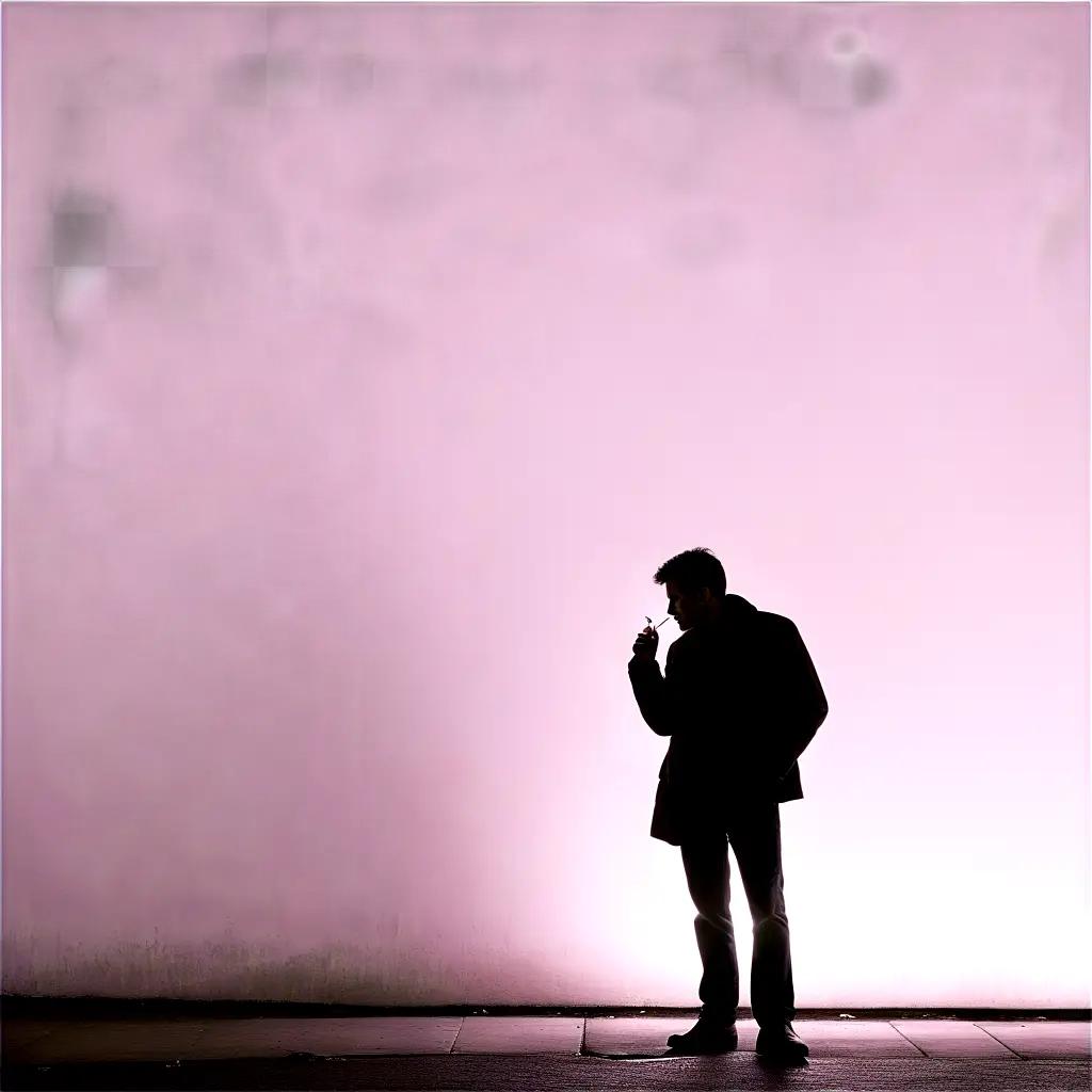 Man in silhouette smoking a cigarette