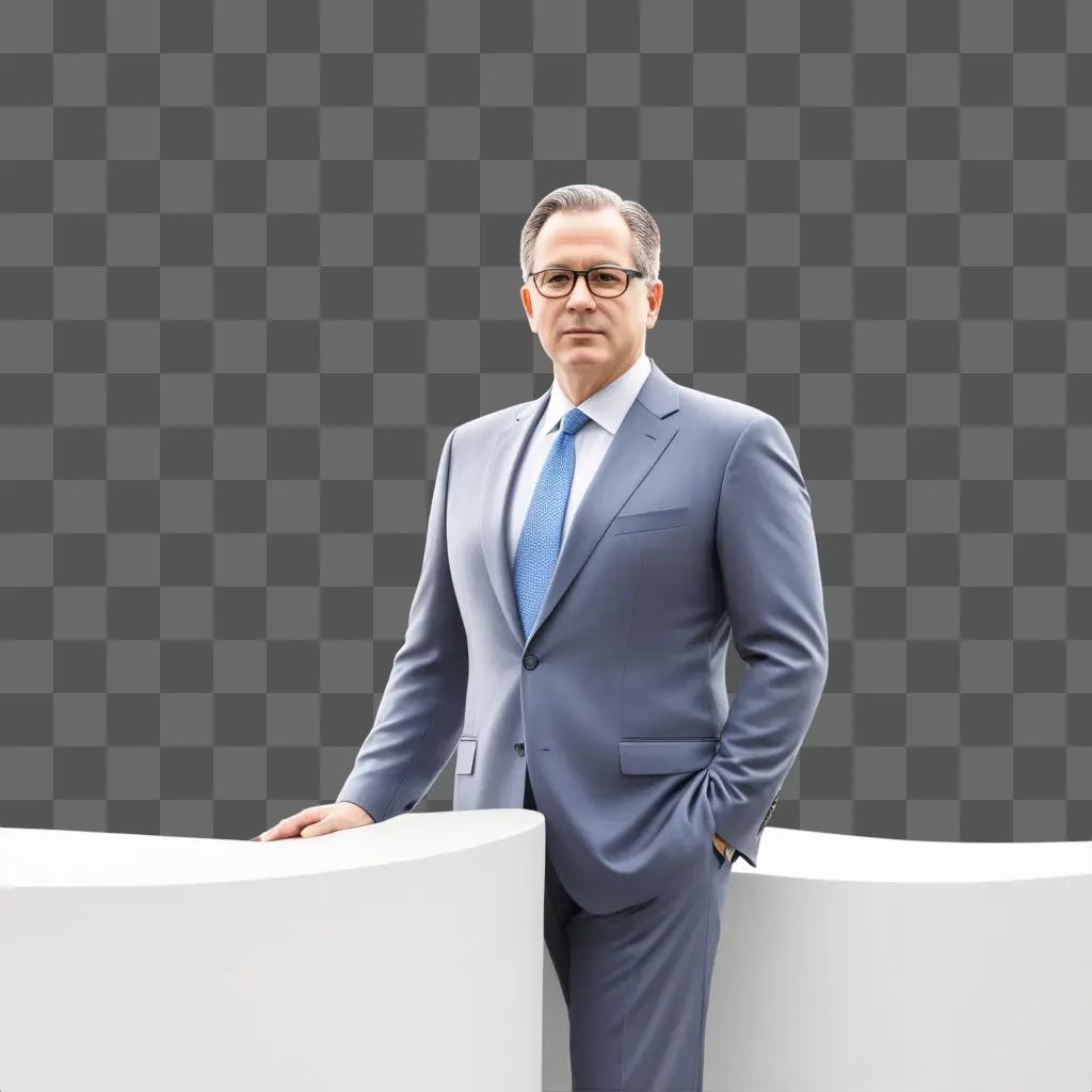 Man in suit posing for portrait in white space