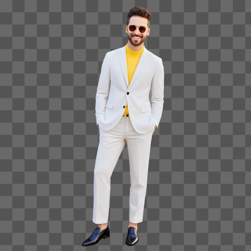 Man in white suit and sunglasses