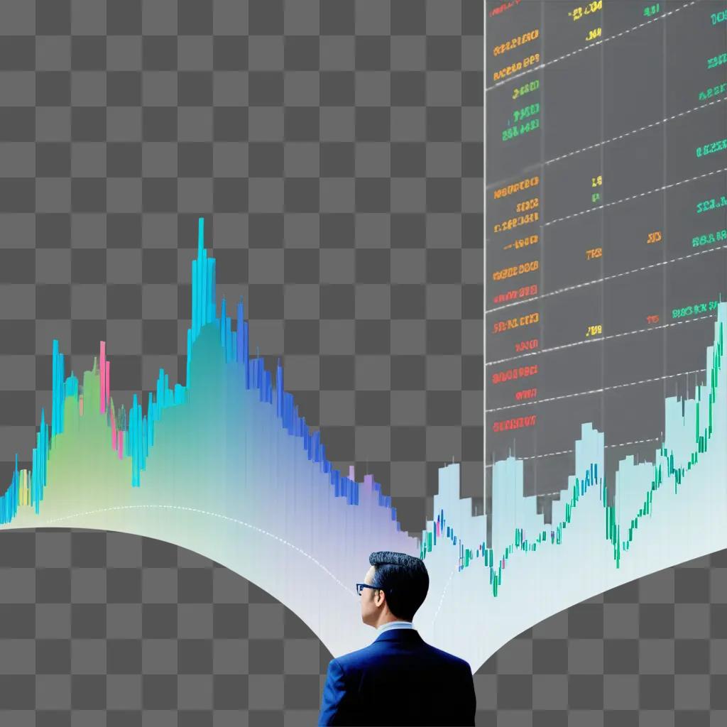 Man looking at stock market chart on a wall