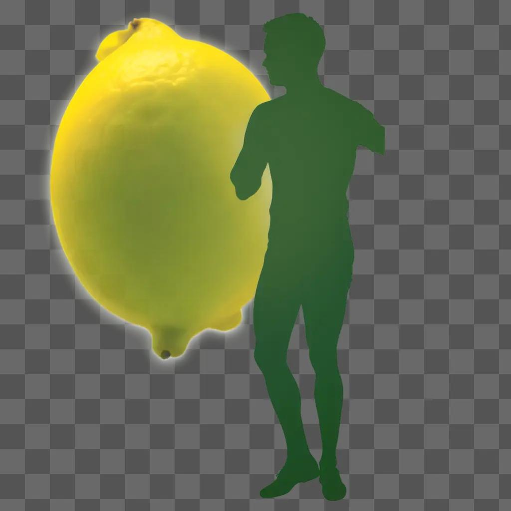 Man standing next to a yellow lemon silhouette