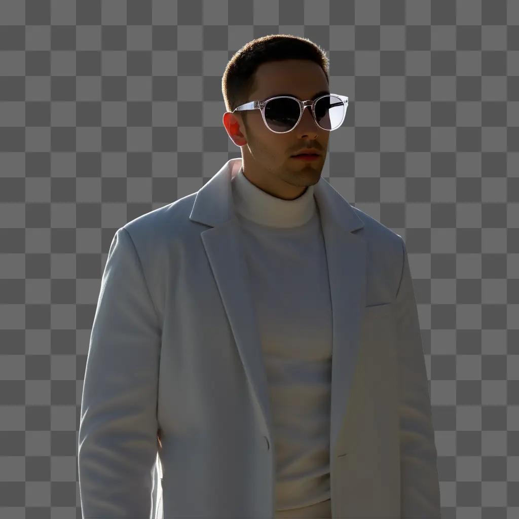 Man wearing sunglasses in transparent light