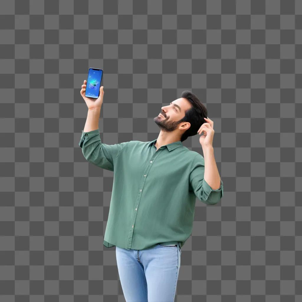 Man with blue phone in his hand