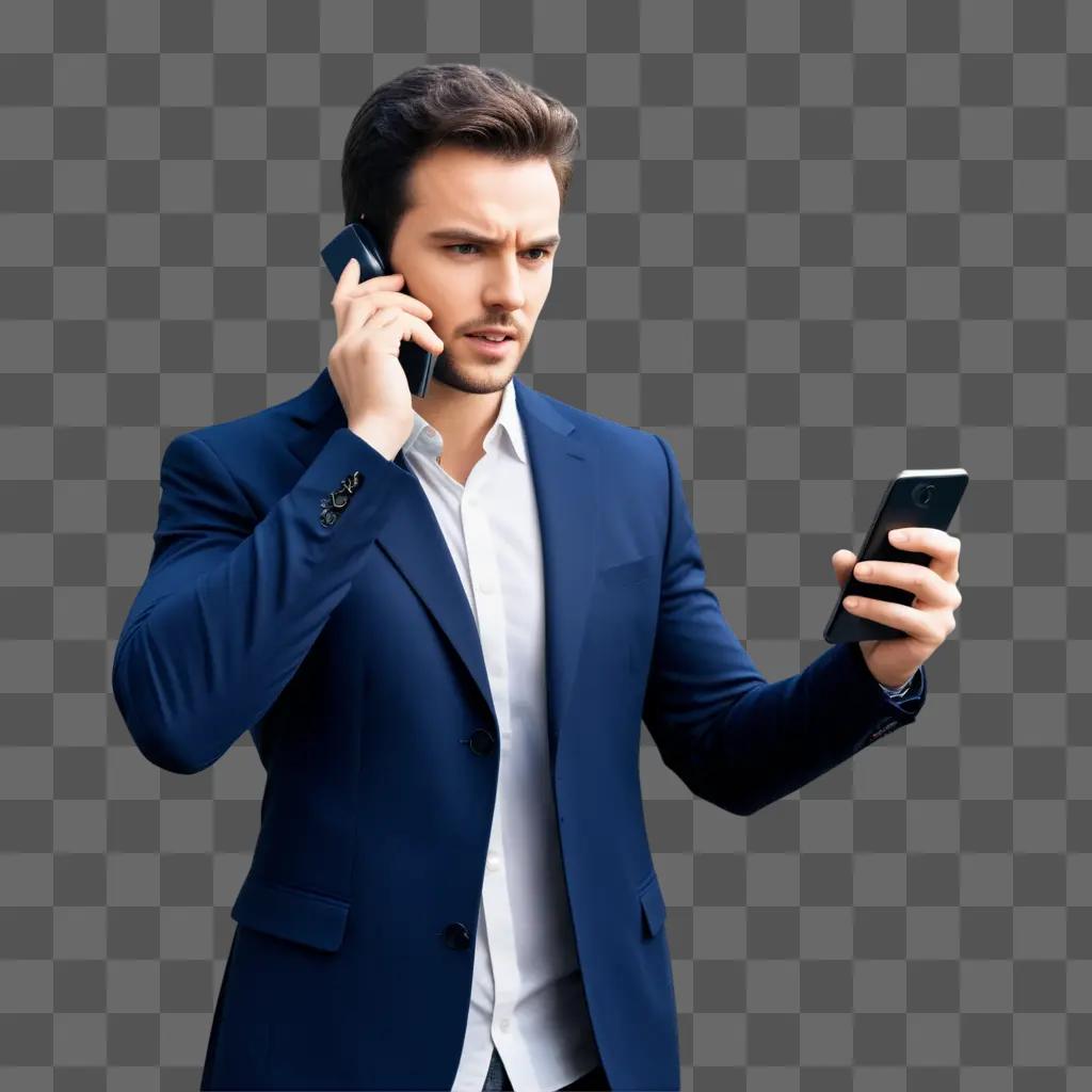 Man with phone in hand, calling someone