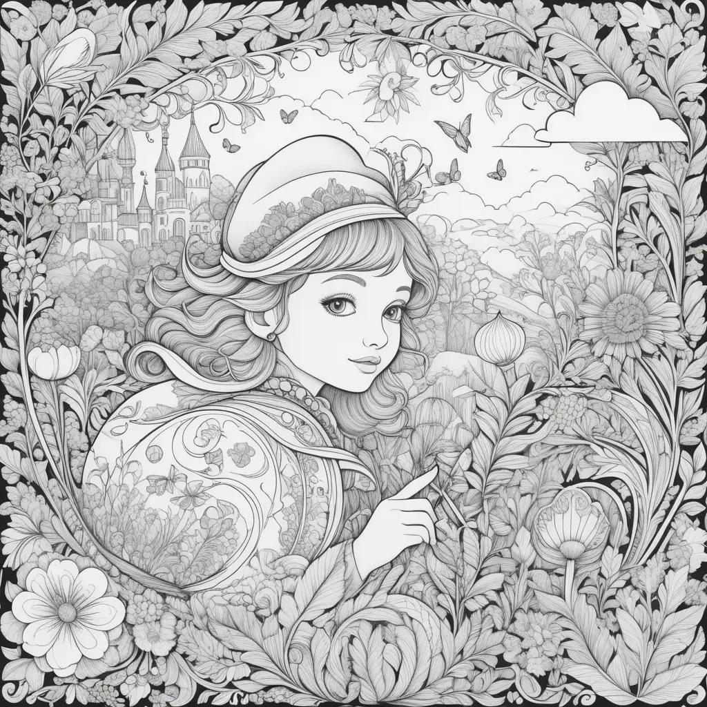 March Coloring Pages - A woman with a hat and flowers in her hair