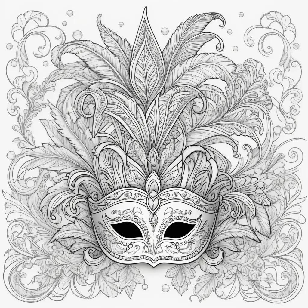 Mardi Gras mask with black and white feathers