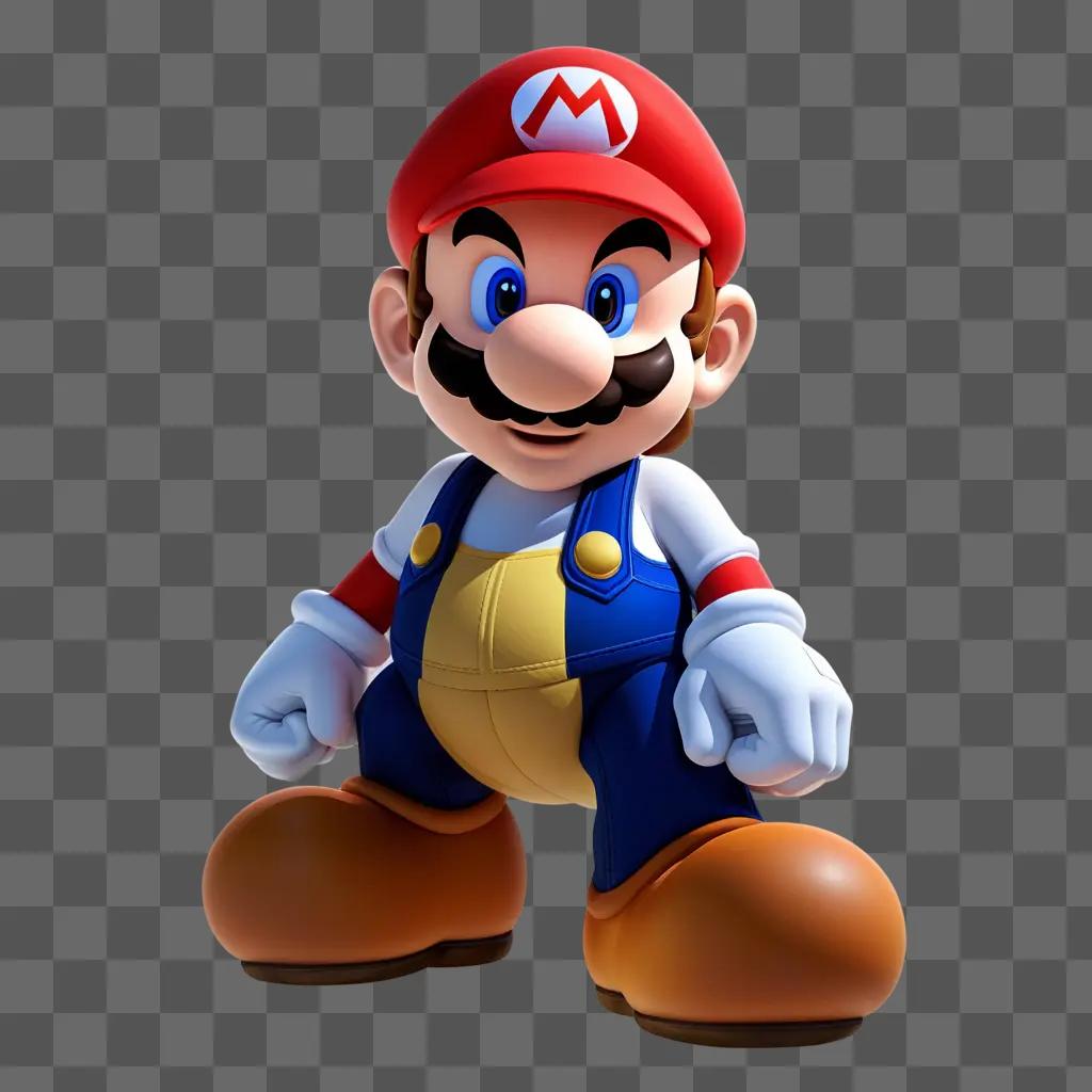 Mario, wearing a red hat, standing in a transparent scene