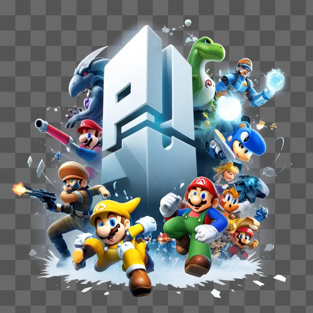 Mario Bros. video game characters gather in a poster