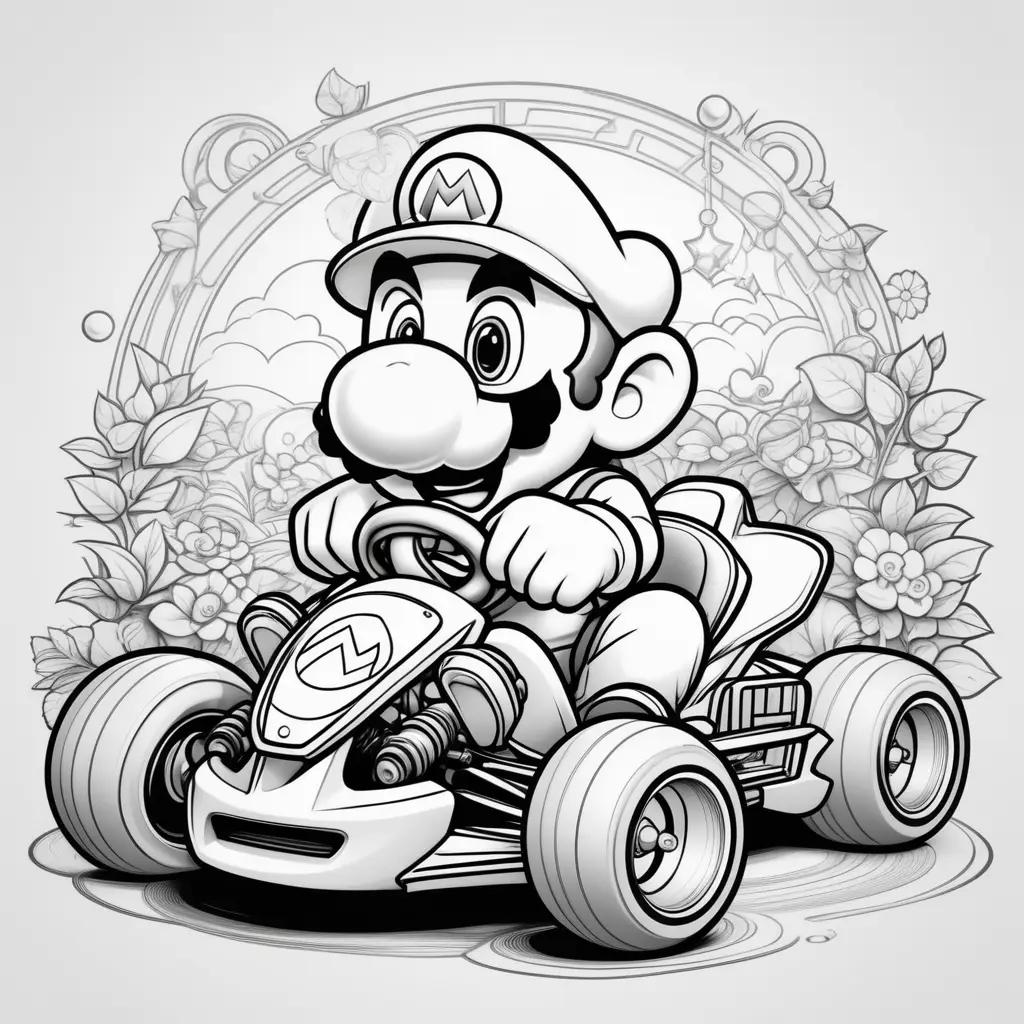 Mario Kart Coloring Pages Show a Racing Cart with a Character