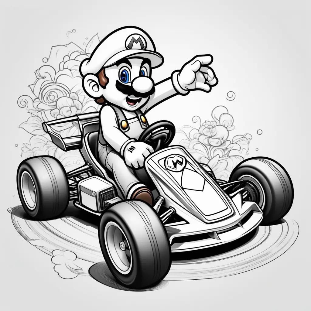 Mario Kart coloring pages with a white background