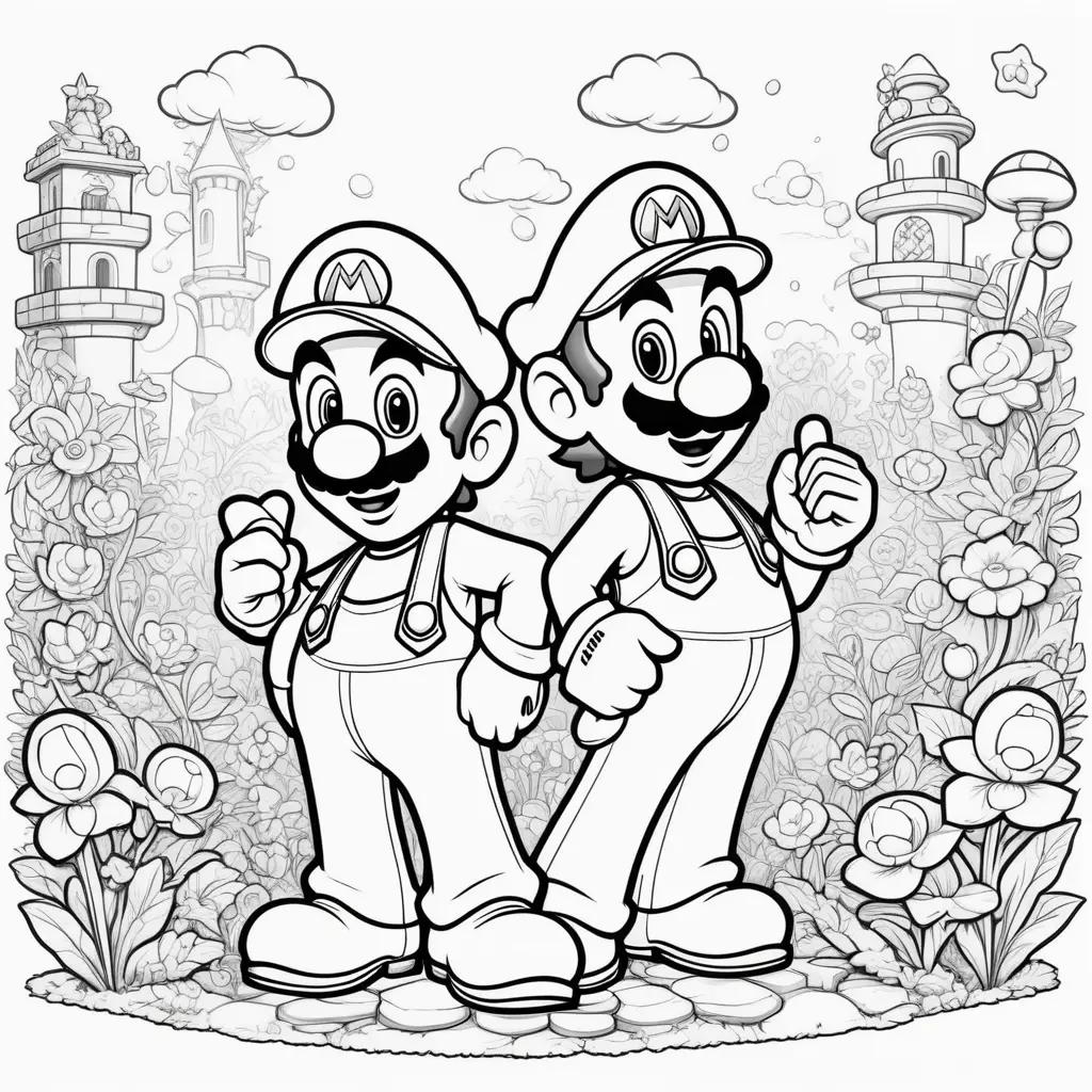 Mario and Luigi coloring pages for kids