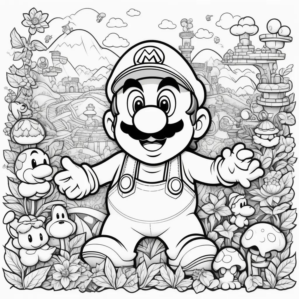 Mario coloring pages black and white