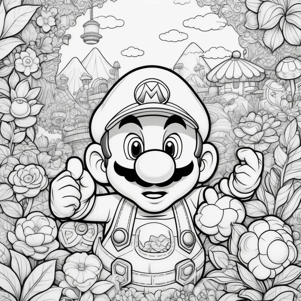 Mario coloring pages in black and white