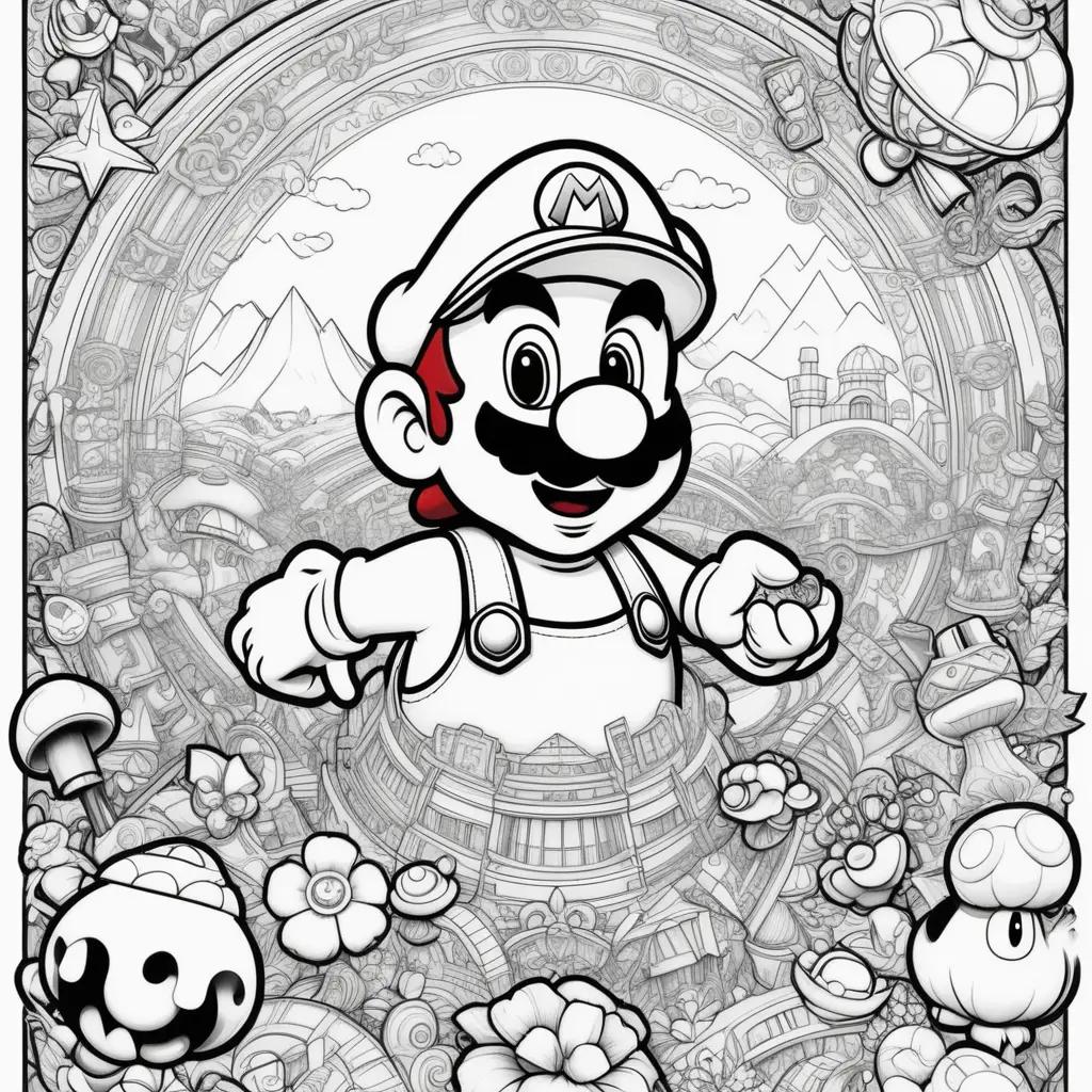 Mario coloring pages with a cartoon character