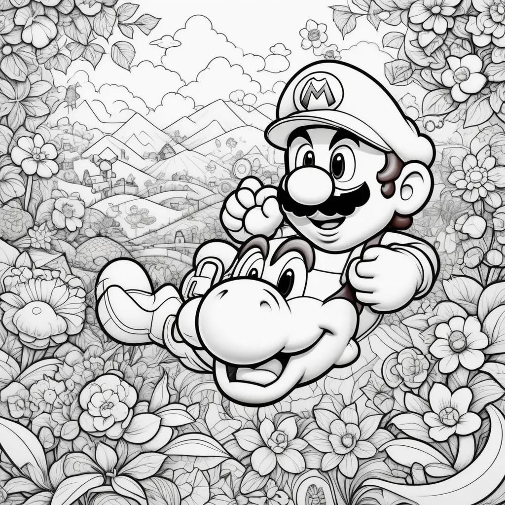 Mario coloring pages with black and white coloring