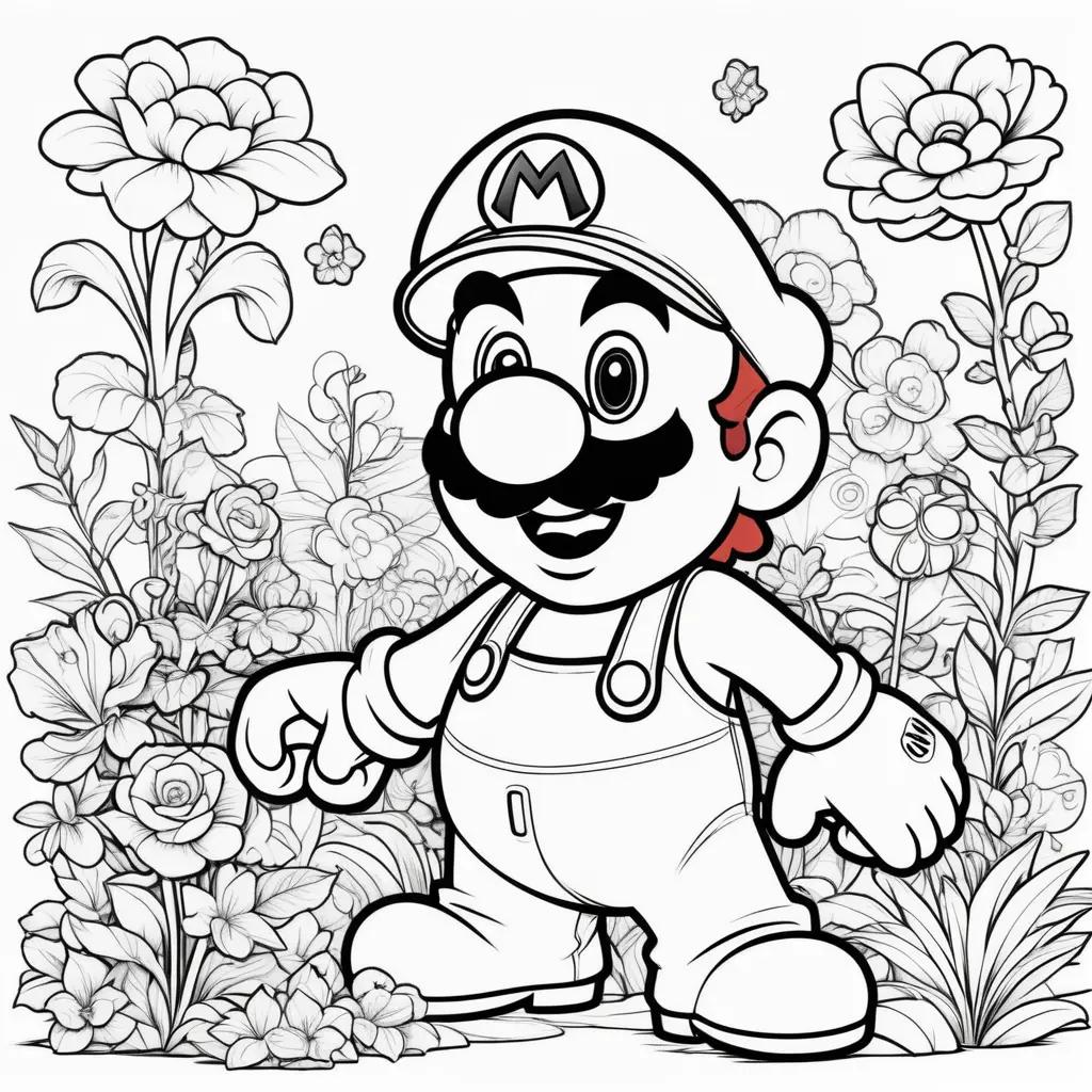 Mario coloring pages with black and white lines