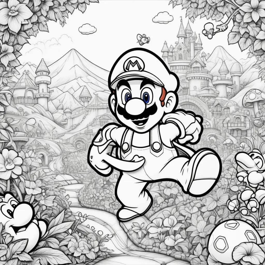 Mario movie coloring pages with white outlines