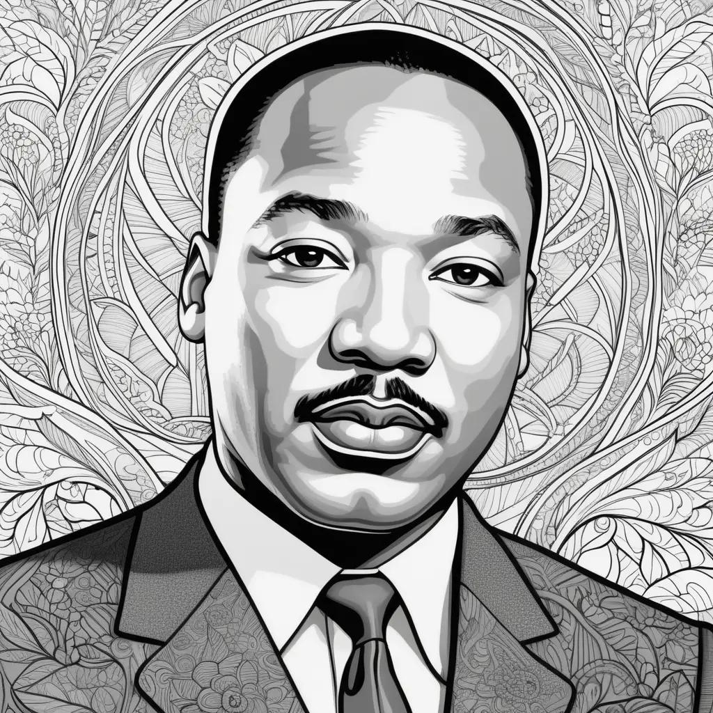 Martin Luther King Jr. Coloring Page with Black and White Art