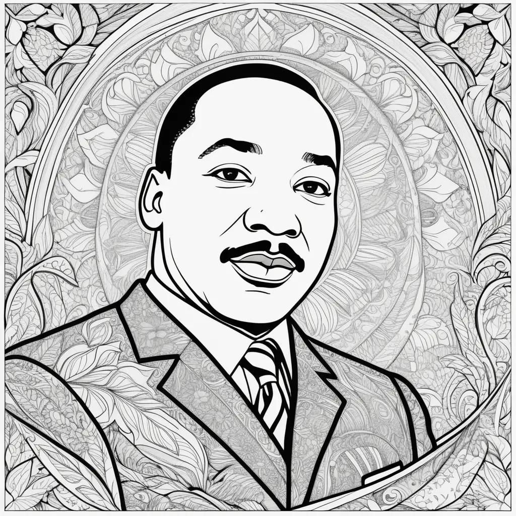 Martin Luther King Jr. coloring page with intricate design