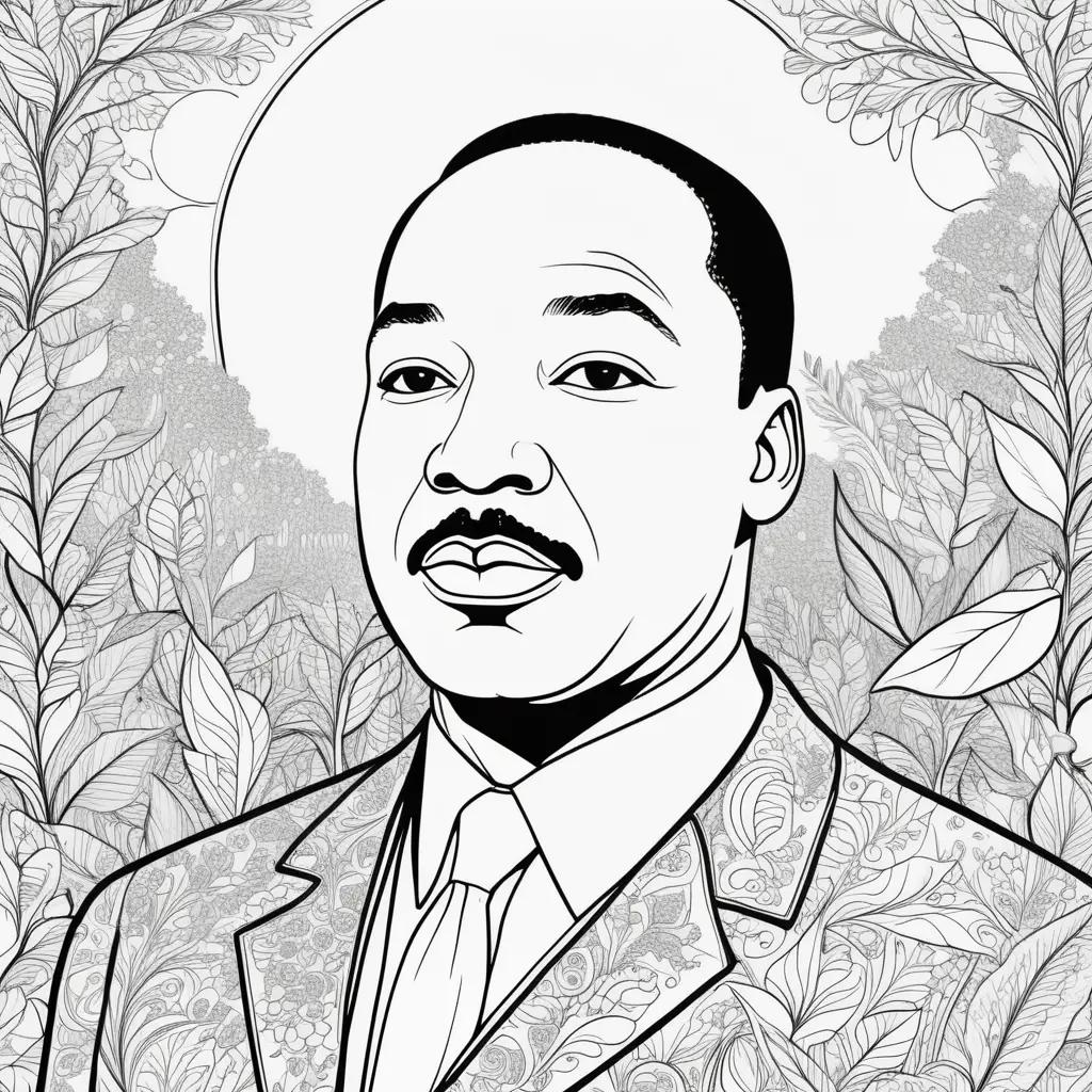 Martin Luther King coloring page with black and white