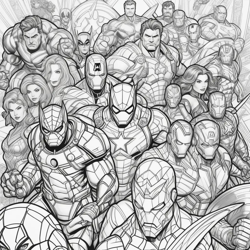 Marvel coloring pages featuring the Avengers