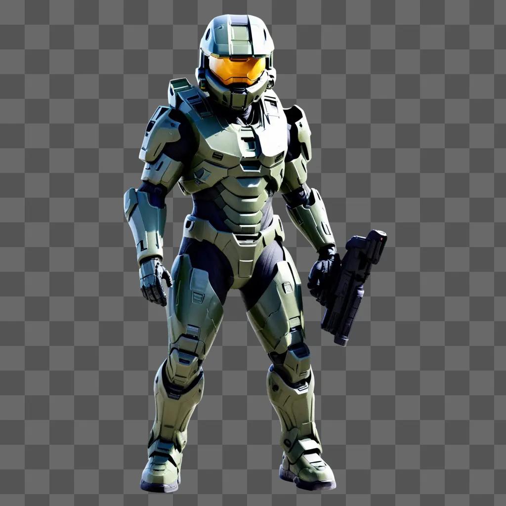 Master Chief in his armor with a gun