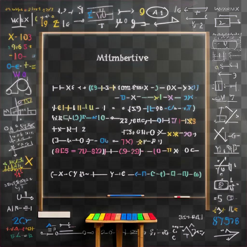 黒板に音楽の鍵盤で数学の方程式