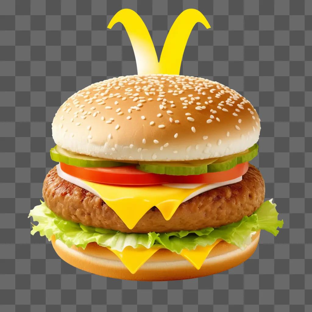 McDonalds burger with cheese, lettuce and tomato