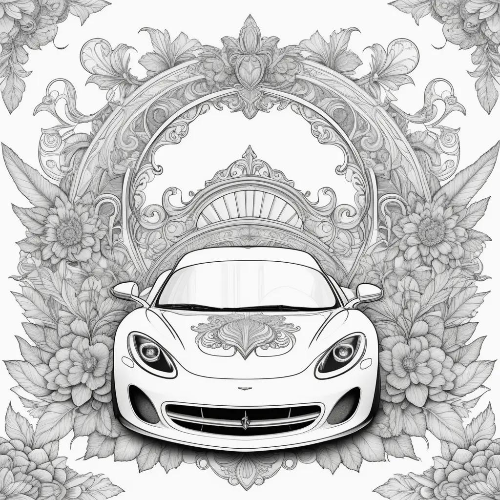 McQueen Coloring Pages Featuring a Luxury Car in a Floral Border