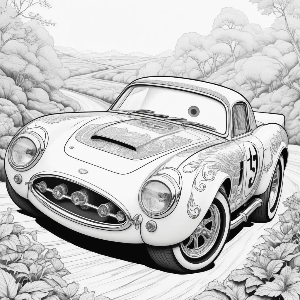 McQueens black and white car drawing