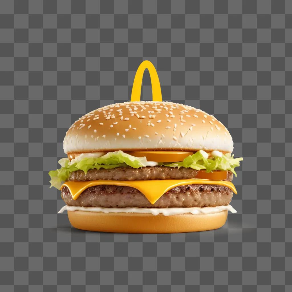 Mcdonalds burger with a yellow ring