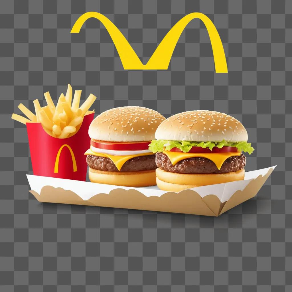 Mcdonalds burger with fries and a colorful background