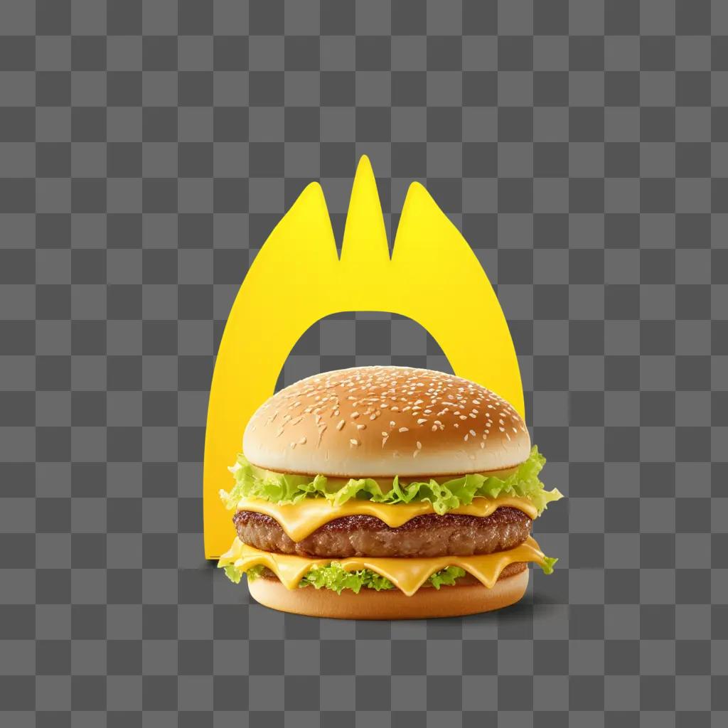 Mcdonalds burger with melted cheese and fire background