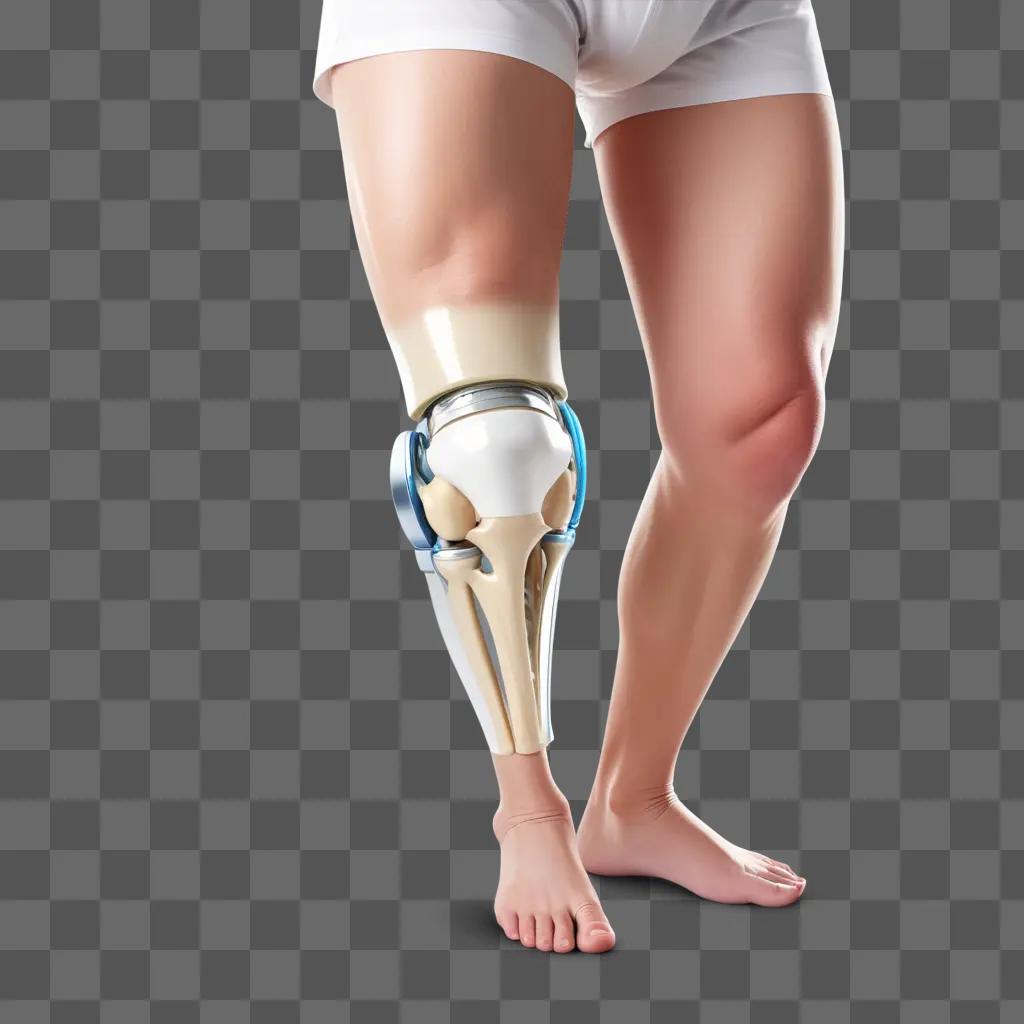 Medical illustration of a knee replacement procedure