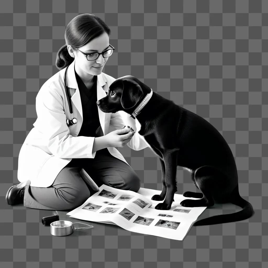 Medical professional with dog on table