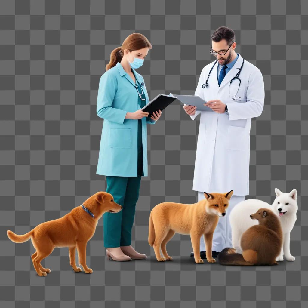 Medical team with animals in a room