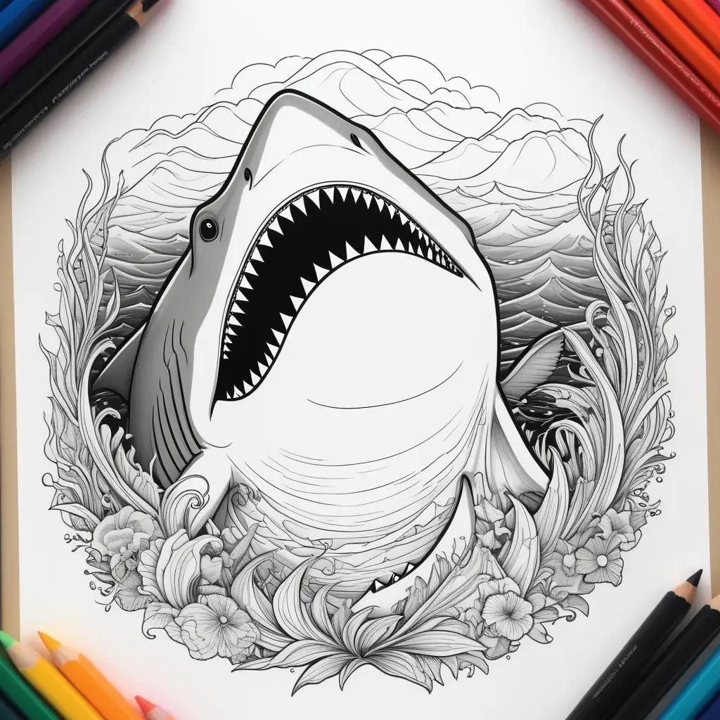 Megalodon Coloring Page: Shark with Open Mouth