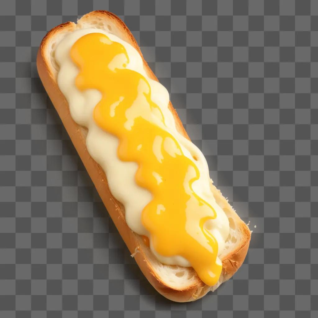 Melted cheese on a hot dog bun